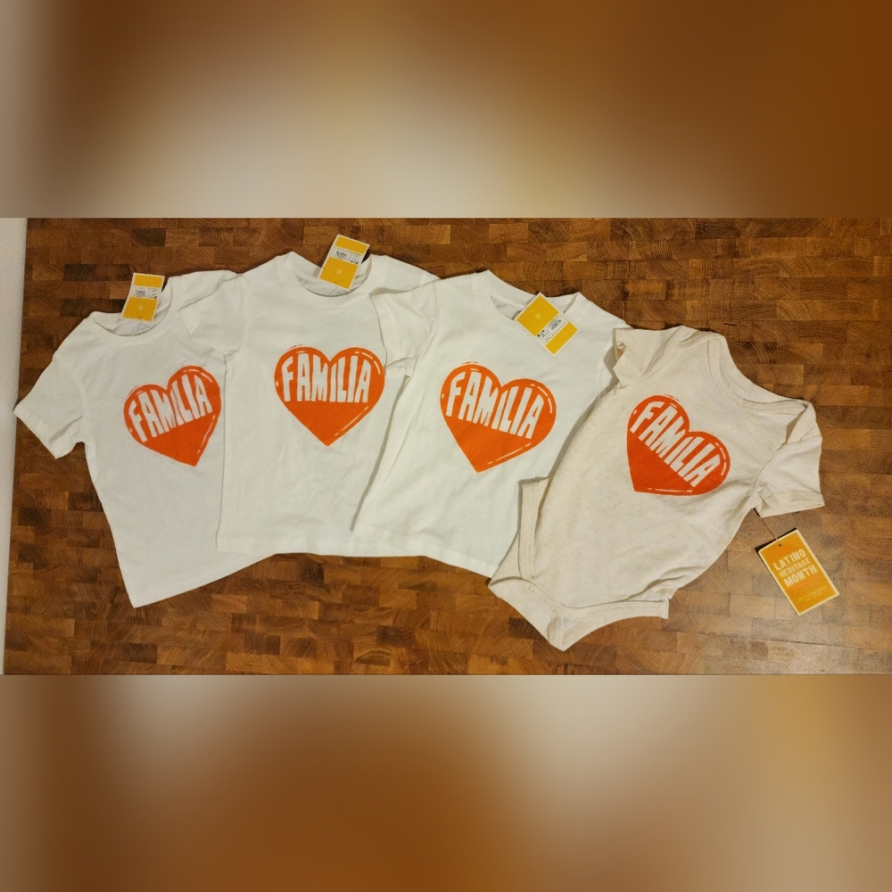 Latino Heritage Month T-shirts size 12 mo, 2T, 3T, and 4T lot of 4 garments